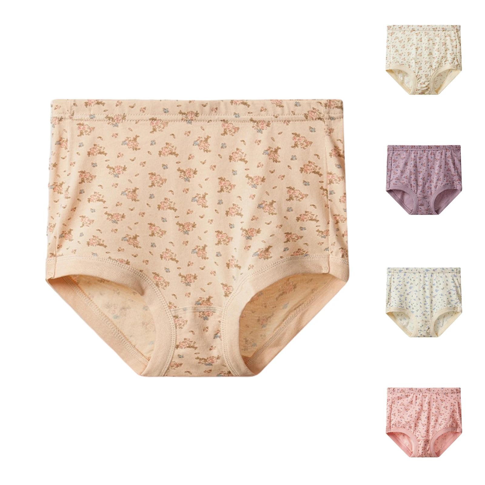 Floral Printed Women's Underwear High Waist Plus Size Ladies Briefs Breathable Thin Soft Daily Wear Comfortable Female Panties