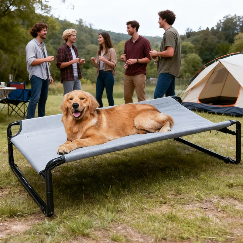 Rectangular Dog Bed Cot Waterproof Breathable Mesh For Outdoor Camping Cooling