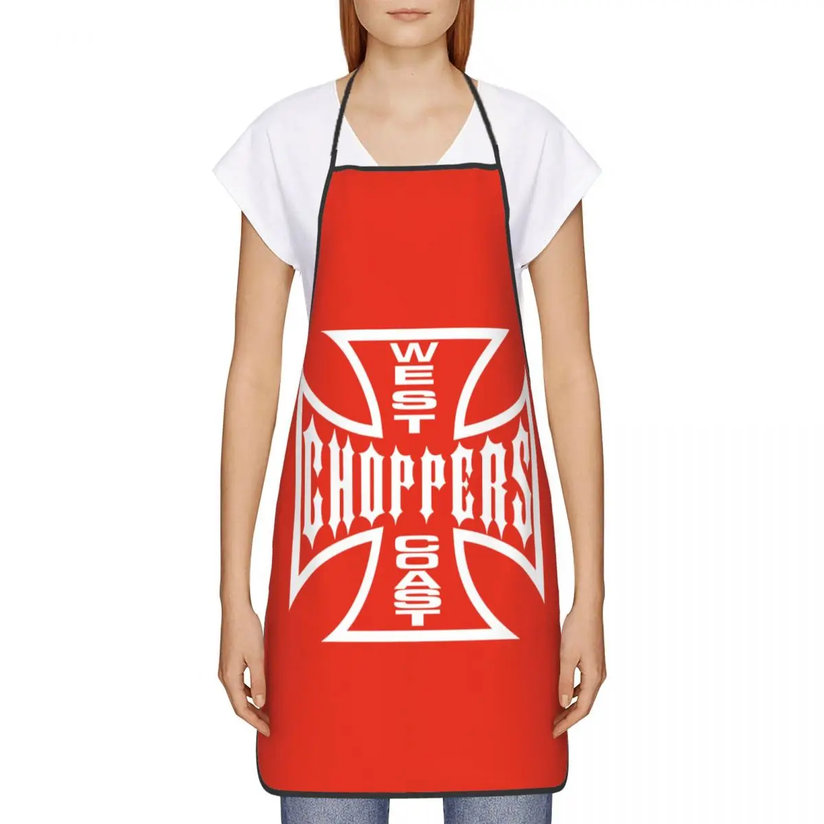 Custom Bib West Coast Iron Cross Choppers Aprons Men Women Unisex Adult Chef Cooking Kitchen Tablier Cuisine Baking