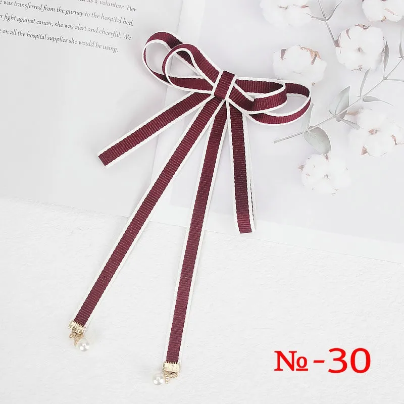 Perle Band Brosche Pin Frauen Fliege Vintage Schule Mädchen Weiß Kragen Schmuck Bowknot Shirts Krawatte Candy Farbe Rot Schmetterling – Detail 30