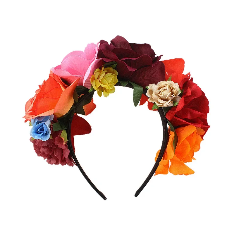 Day of the dead Rose Blossom Hair Hoop Dia de los muertos Party Headwear Simulation Flower Mexican Flower Crown Headband