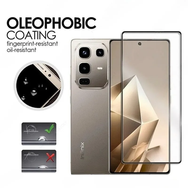 2pcs For Infinix Note 50 4G 40 Pro Glass Screen Protector Note 50 Pro 4G Note 30 Vip 12i 11s 10 Glass Black Edge Protective Film