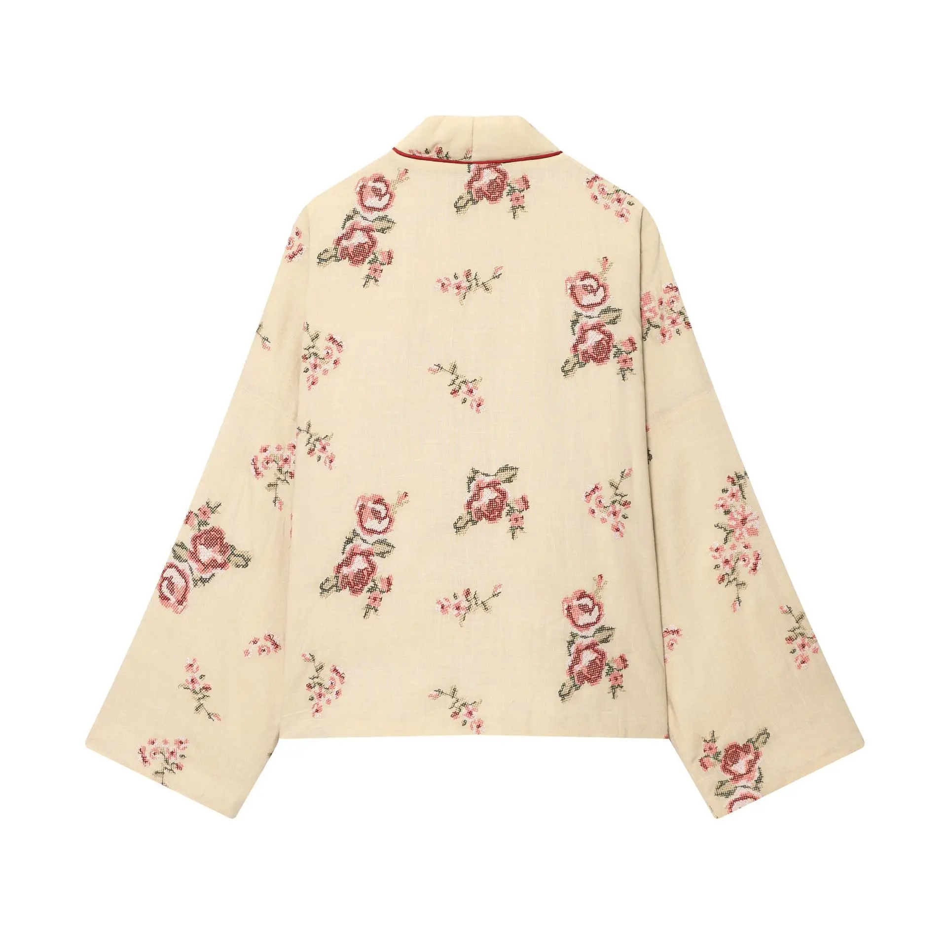 2025, Frühherbst, neues Produkt, Strickjacke mit V-Ausschnitt und Knöpfen, neue dünne, bestickte Baumwollmanteljacke im chinesischen Stil