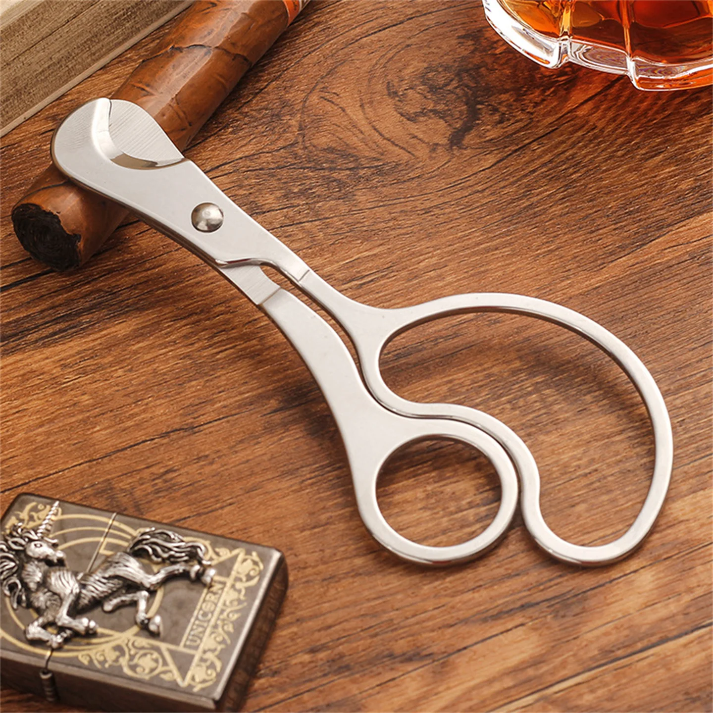 Cigar Clipper Silvery Stainless Steel Cigar Cutter Scissors Men Smoking Tools Accessories Father's Day Gift