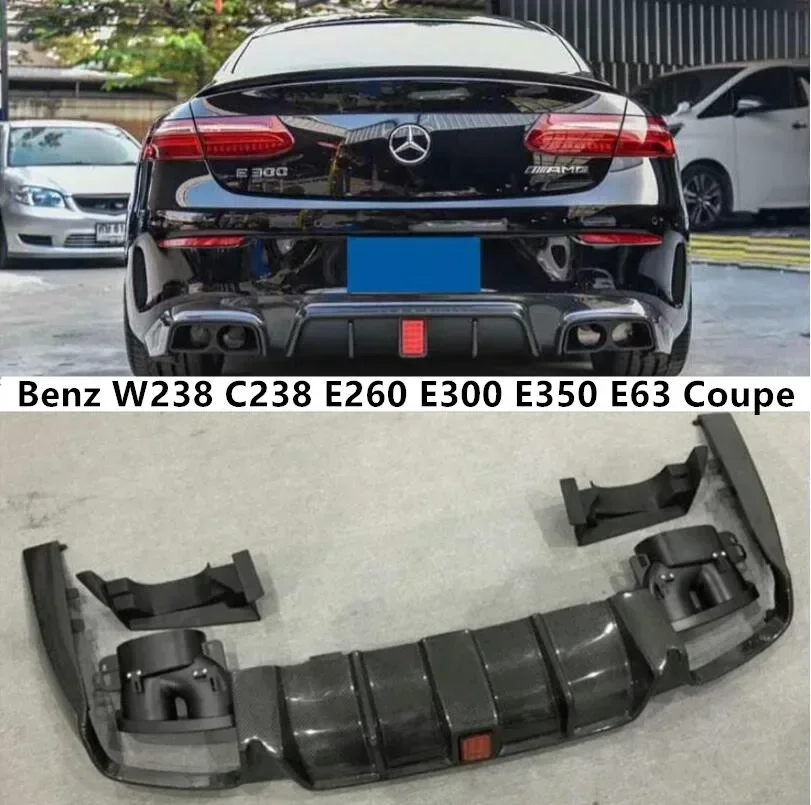 Rear Bumper Diffuser&Exhaust Tips For Mercedes-Benz E Class Coupe W238 C238 E260 E300 E63Trunk Door Lip Spoiler Carbon Fiber