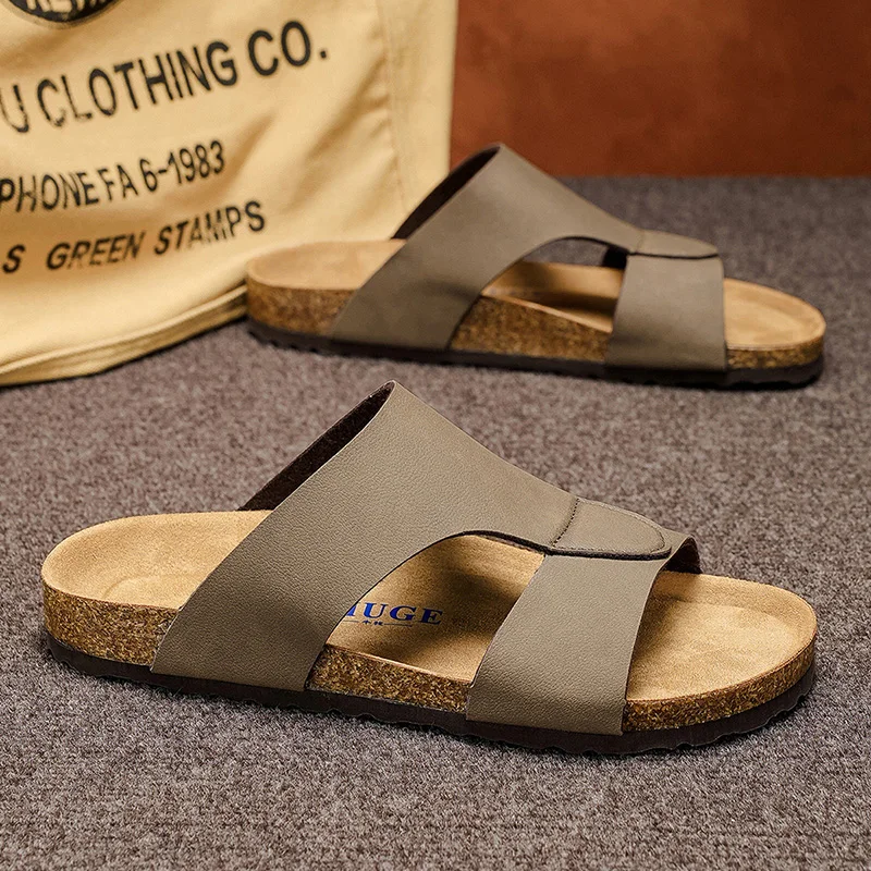 

Модные летние новые мужские дышащие нескользящие офисные пробковые тапочки, удобные парные домашние тапочки для ног