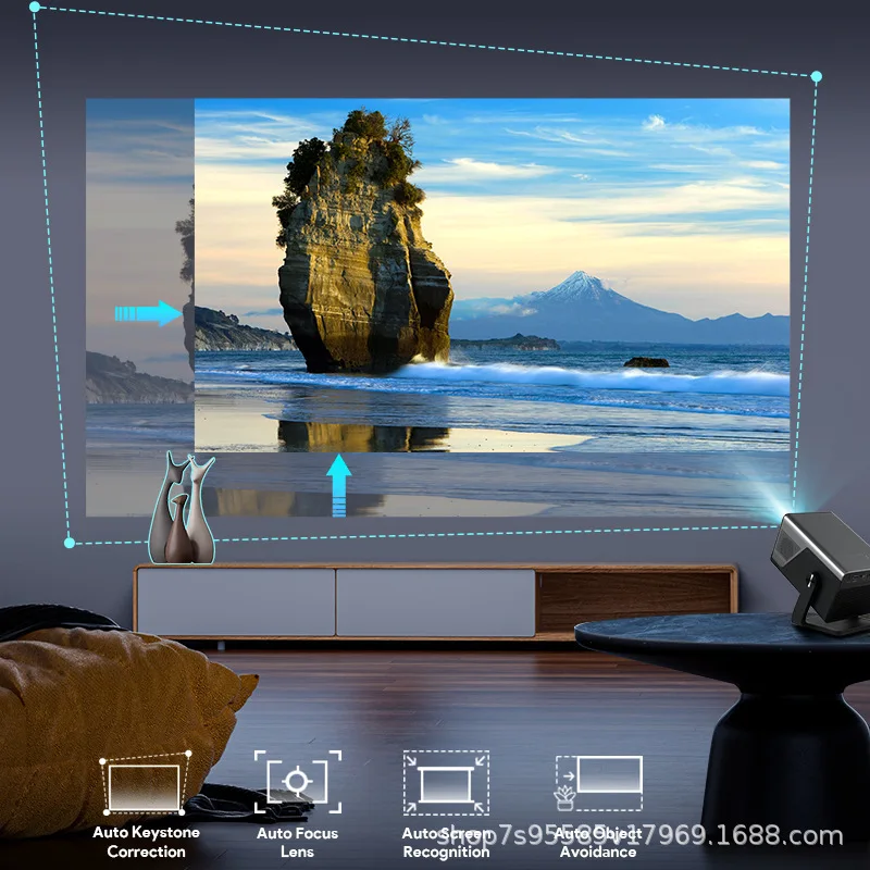 LGOODVIN X7AR Smart Projector 800ANSI Native 1080P Support 8K, Auto Focus Auto Keystone, Android14 WiFi6 BT5.4 Portable Home Out