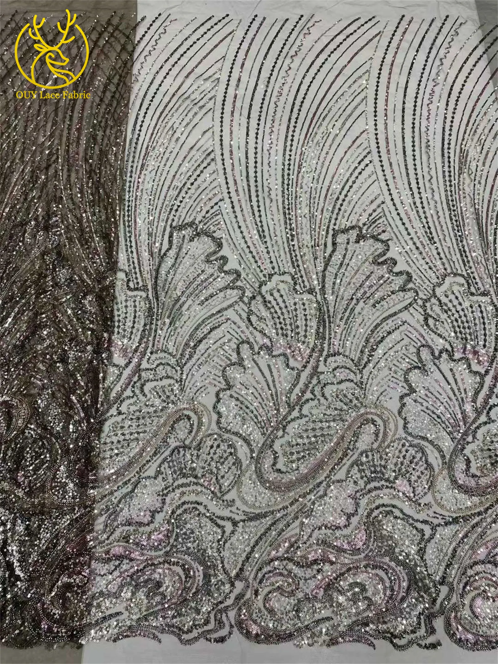 2026 Afrikanischer Perlen-Pailletten-Spitzenstoff, hochwertiger nigerianischer Tüll-Spitzenstoff, geeignet für Hochzeitskleid-Nähmaterial, 5 Yards – Detail 19
