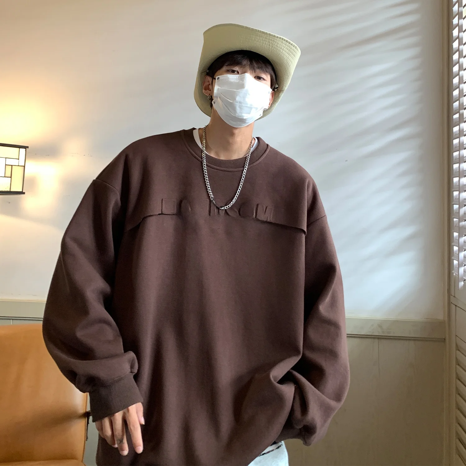 

Мужская толстовка в американском ретро-стиле, весенне-осенняя, с буквенным принтом, повседневная, свободного кроя, с круглым вырезом, без застежки на пуговицы