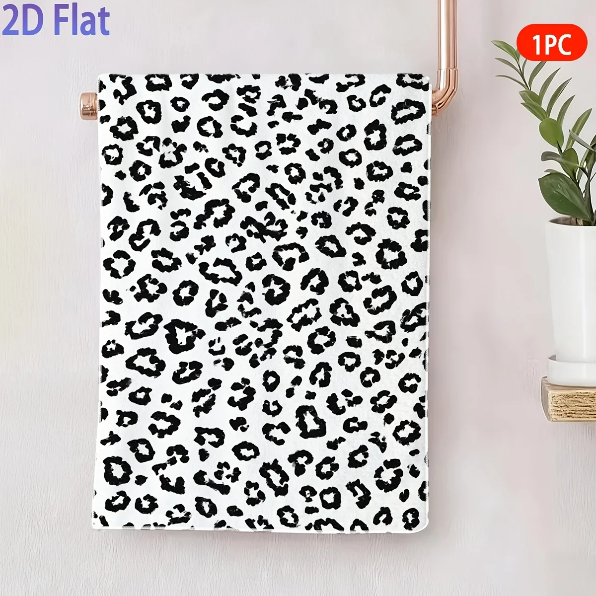 1pc Classic Black White Leopard Scrub Cloth,Soft Face Hand Towel,Must-Have for Home&Travel,Perfect for Kitchen,Bathroom,Dorm,Gym