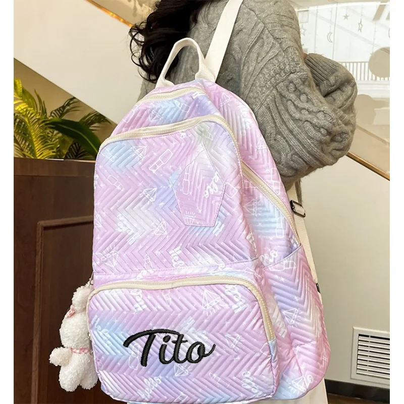 

Personalized Colorful Backpack For Students, Customized Name For Birthday Gift For Women, Leisure Travel Backpack For Men