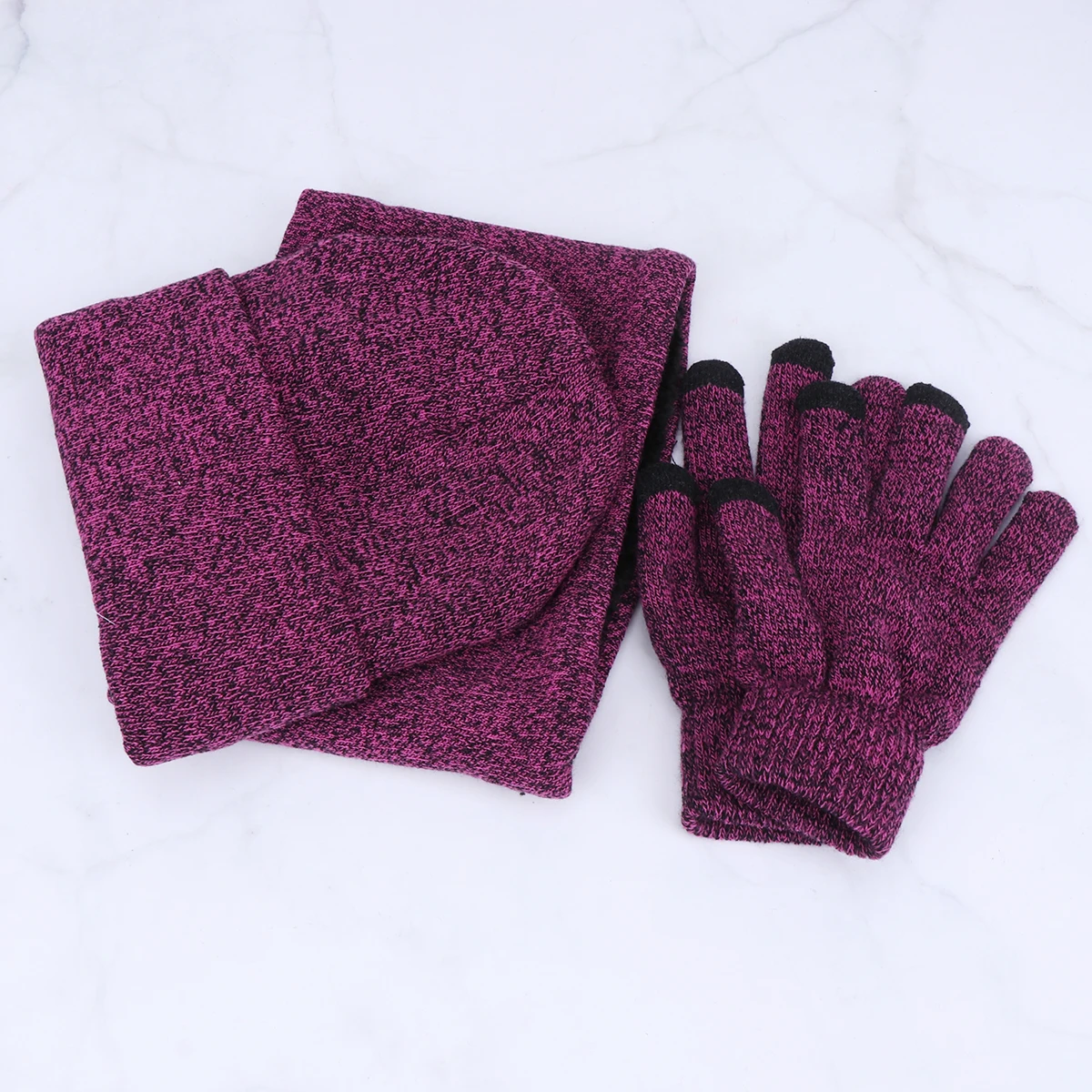 

Wool Hat Gloves Neck Scarf Women Yarn Rosy Knitted Beanie Mitten Girls Winter Warm Fashion Comfort Durability Matching Gifts