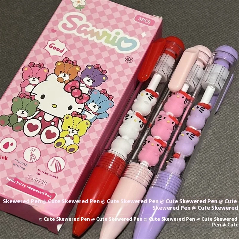 

Hello Kitty 12Pcs Gel Pen Cartoon Set Sanrio 0.5mm Black Personality Ins Wind Fun Decompression Pen Students Learn Stationery