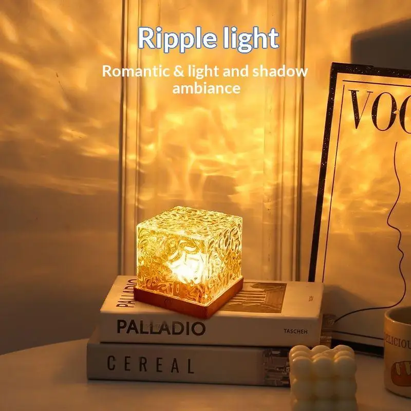 Water Wave Dynamic Projection Atmosphere Lamp Water Ripple Night Light For Table Home Scene Decors