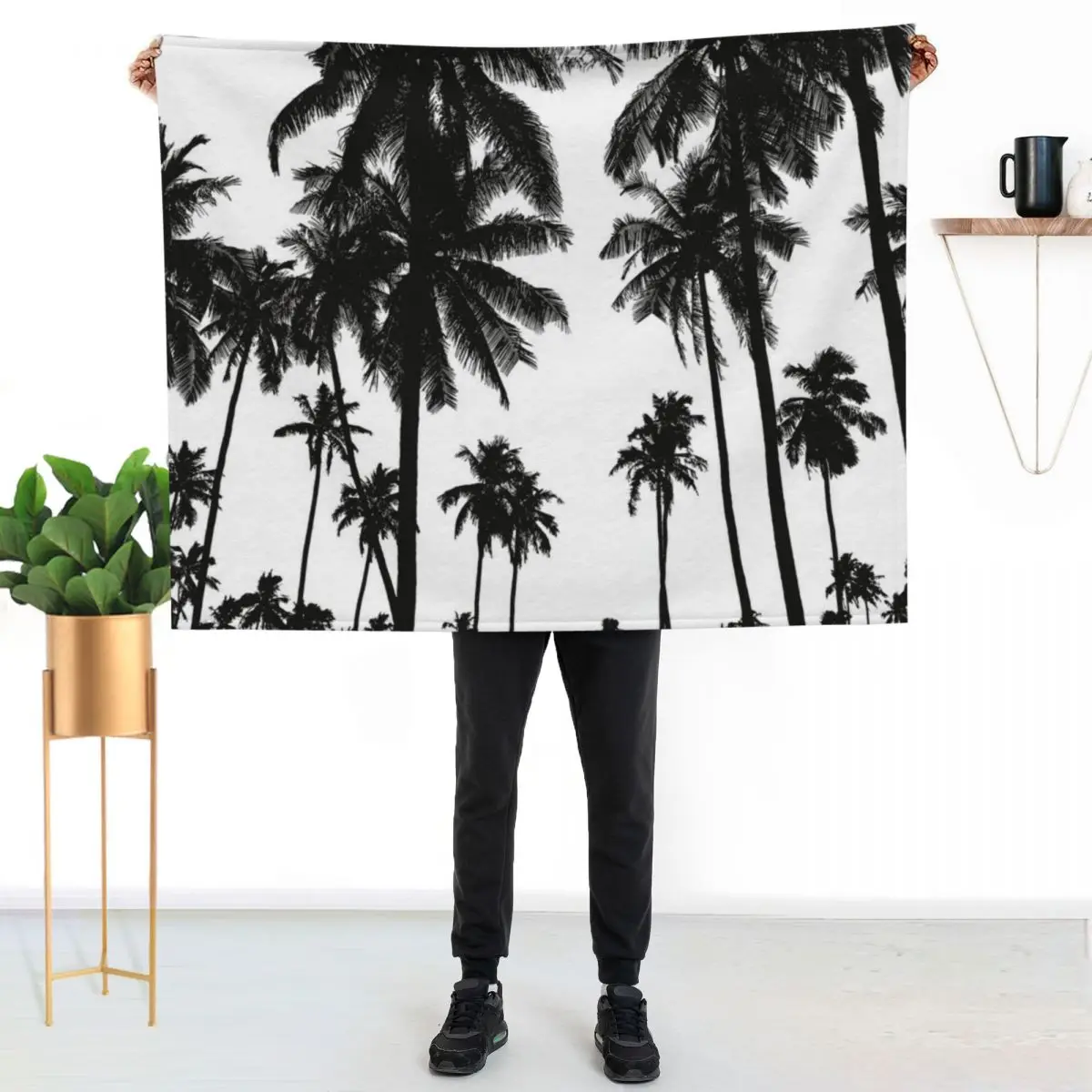 

Palm Tree Silhouette - Throw Blanket Ultra Soft Flannel Fleece Blanket for All Seasons