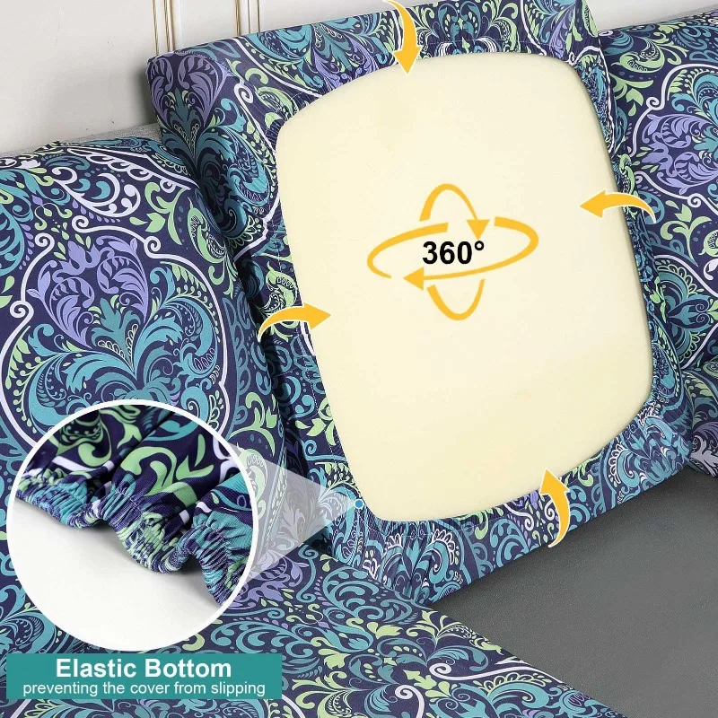 Outdoor Stretch Thickened Non-Slip Sofa Cover 4-Season High GSM Milk Silk Printed Furniture Protector for Couch Seat Cushion New