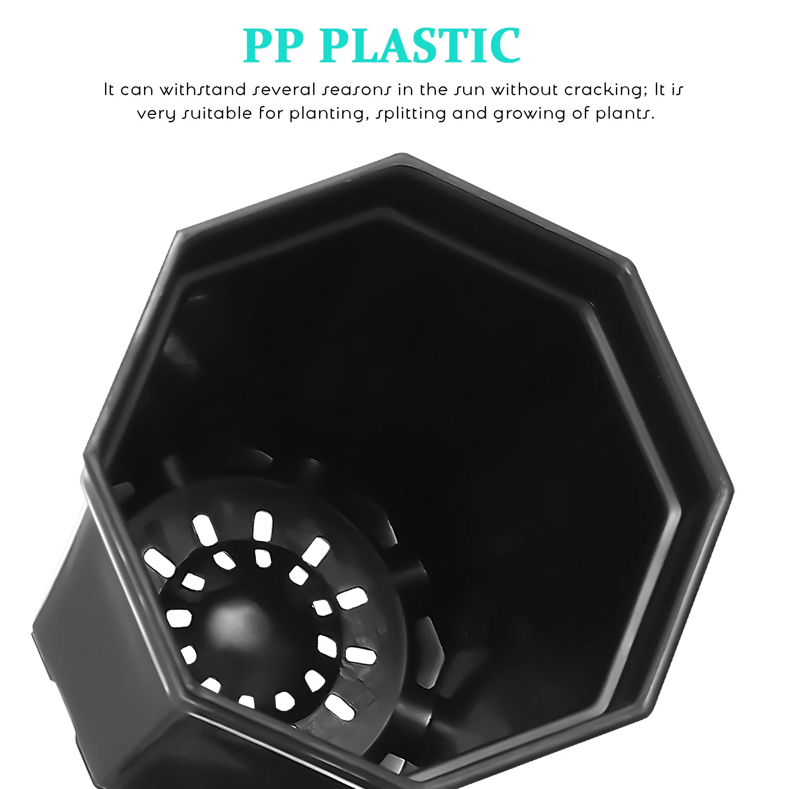 

10Set Night Black Octagonal Plastic Pots with Saucers for Growing Succulents Flowers Indoors Outdoors Flower Pots