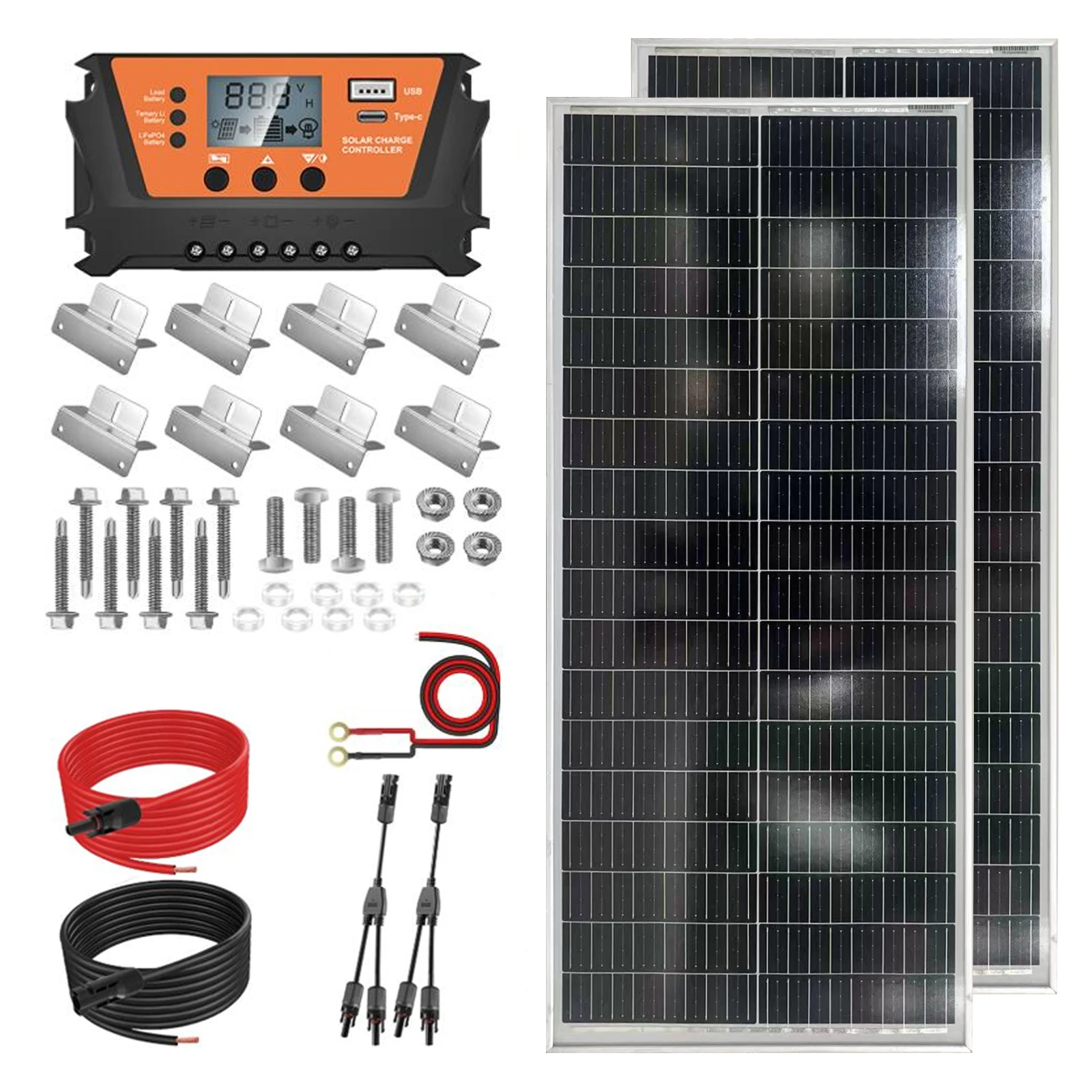RVPOZWER 12V 200W/100W 18BB N-Type Solar Panel 30A Controller Kit Waterproof High Efficiency for Garden Roof Trailer Off-Grid image 3