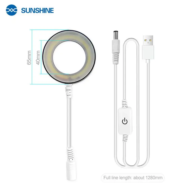 SUNSHINE SS-033C LED Microscope Light Source Ring Light Source Adjustable Eye Protection White Lamp For Phone BGA Repair