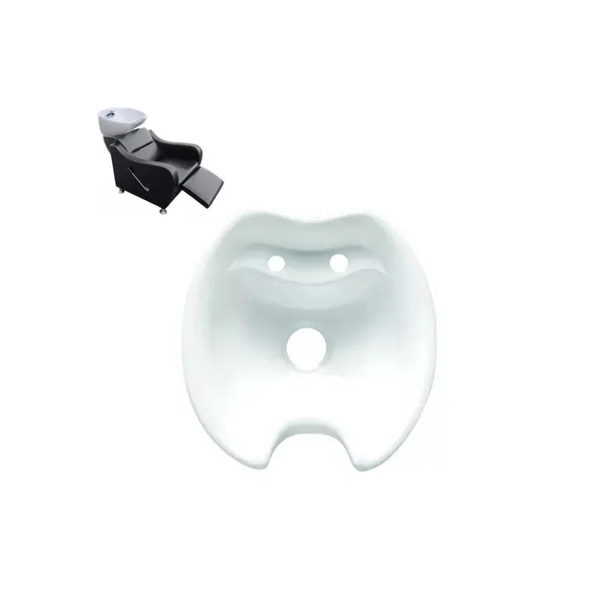 Shampoo Bowl Station White Ceramic Hair Salon Washbasin Equipment Shampoo Bowl