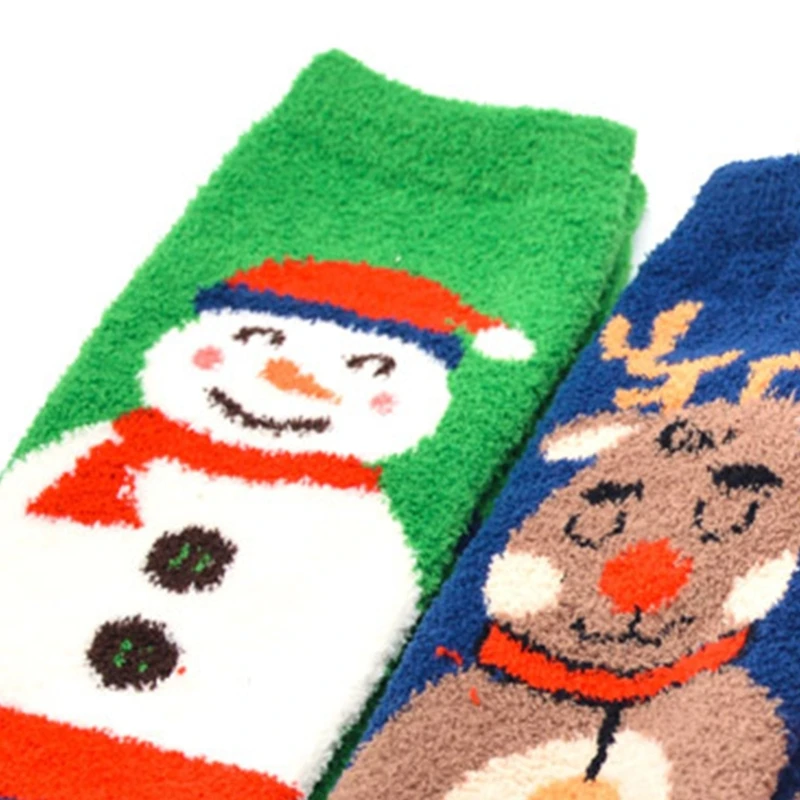 10 paires chaussettes mixtes noël floues, bonneterie chaude d'hiver avec animaux dessin animé