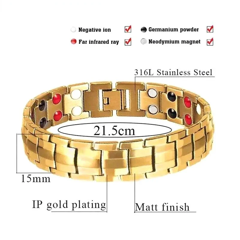 Punk Stainless Steel Men's Bracelets Energy Magnetic Tourmaline Bracelet Health Care Jewelry Chain for Women Bracelets Bangle