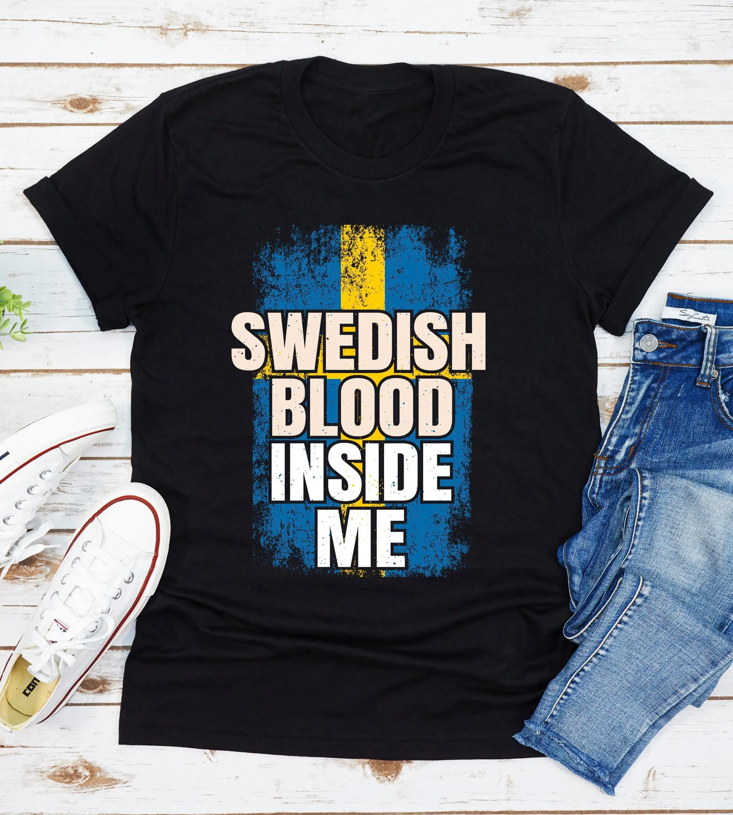 Swedish Blood Inside Me T Shirt Roots American Flag I'M