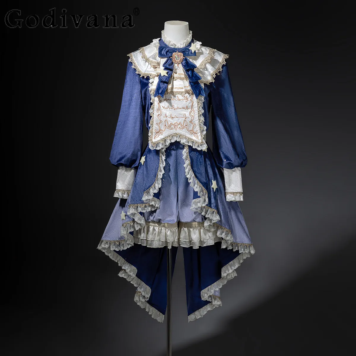 

Original Gothic Lolita Cosplay Prince Costumes Spring New Court Style Vintage Elegant Irregular Long Sleeve Dress Shorts Outfit