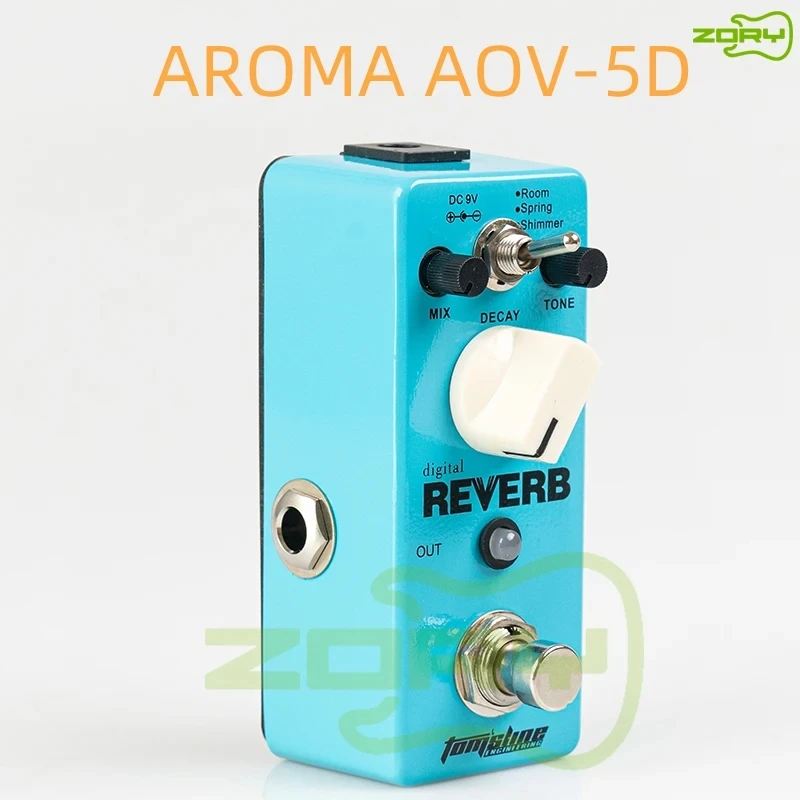 AROMA AOV-5D-guitarra eléctrica con reverberación Digital, Mini Pedal de efecto único con True Bypass, piezas de guitarra