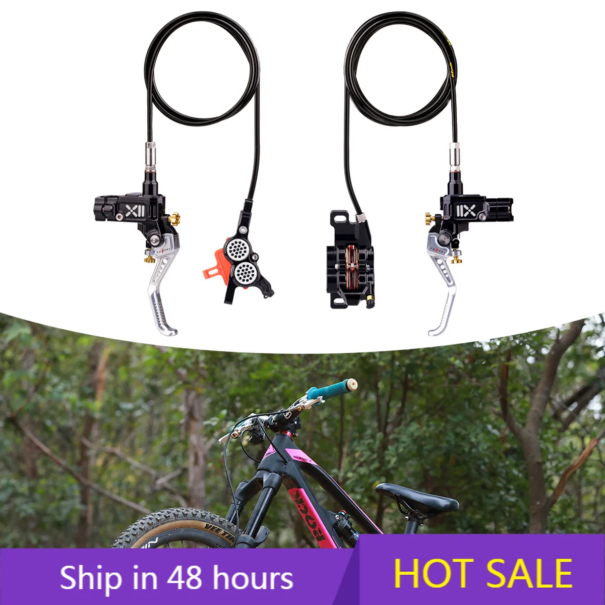 

POWER LEAP High Braking Force Adjustable Ergonomic Handle Mountain Bike Hydraulic Disc Brake Front Oil Cylinder Anti-Lock Design