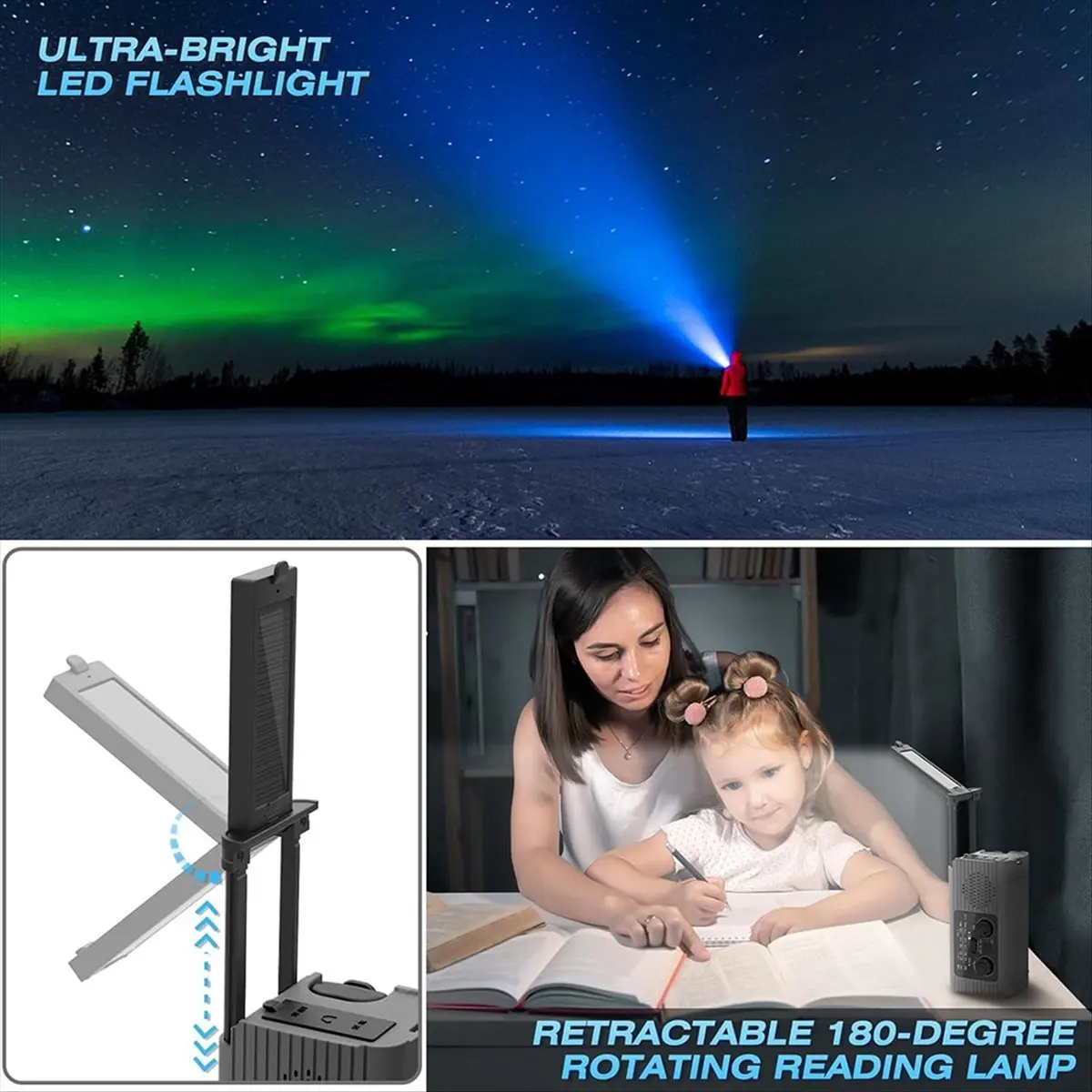 CH◆☆§Emergency Radio Hand Crank Radio Multi-Function AM/FM/NOAA Solar Hand Crank Emergency Radio SOS Alarm 4000mah Gray~HOT SALE