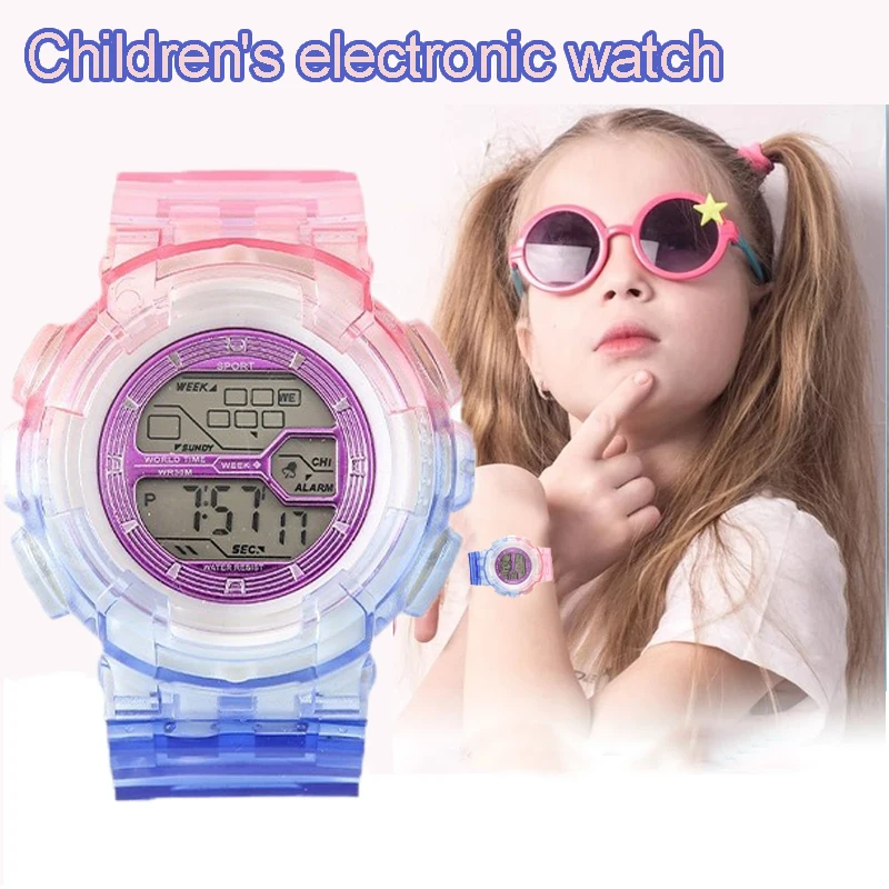 Colourful LED Lights Flashing Sport Children Watch Cartoon Silicone Kids Watches for Boys Girls relojes