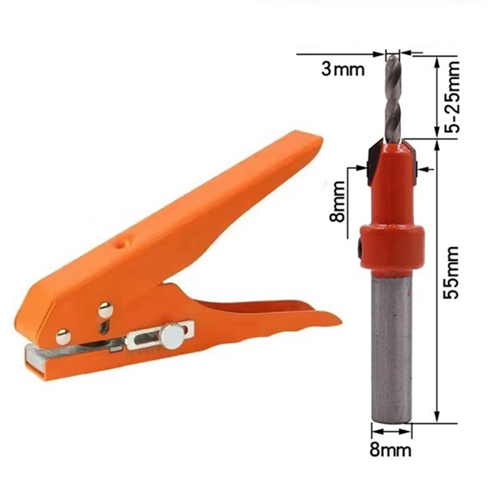 Edge Banding Punching Pliers Punching Tool Masking Pliers 3x8MM Countersink Drill Bit Screw Hole Hat Woodworking Tool