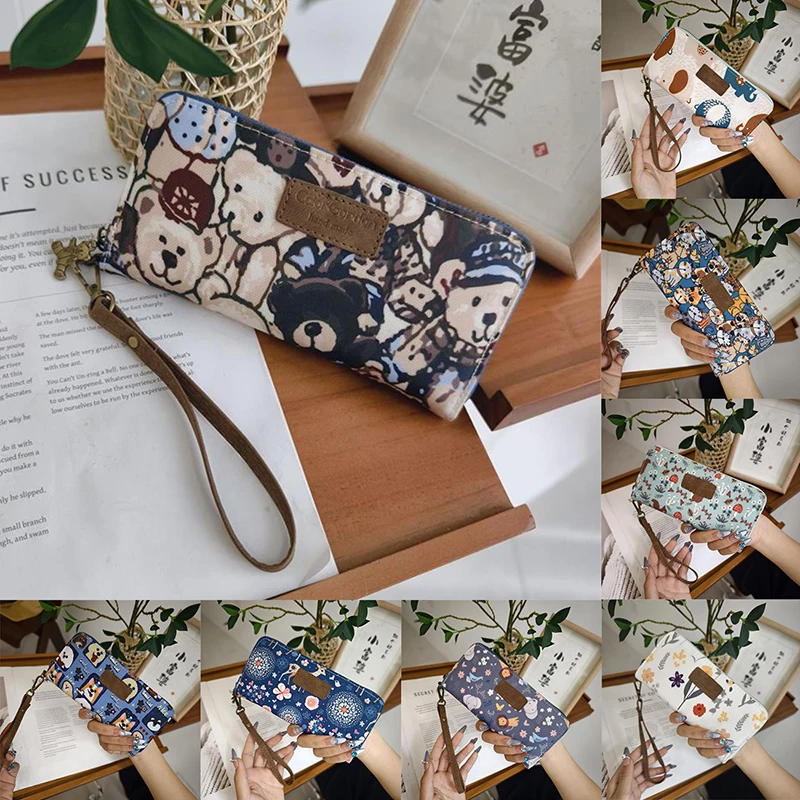 

Women's Long Zipper Hasp Wallet; PU Leather Phone Bag, Coin Purse; Cute Print, Gift Ideal for Girls