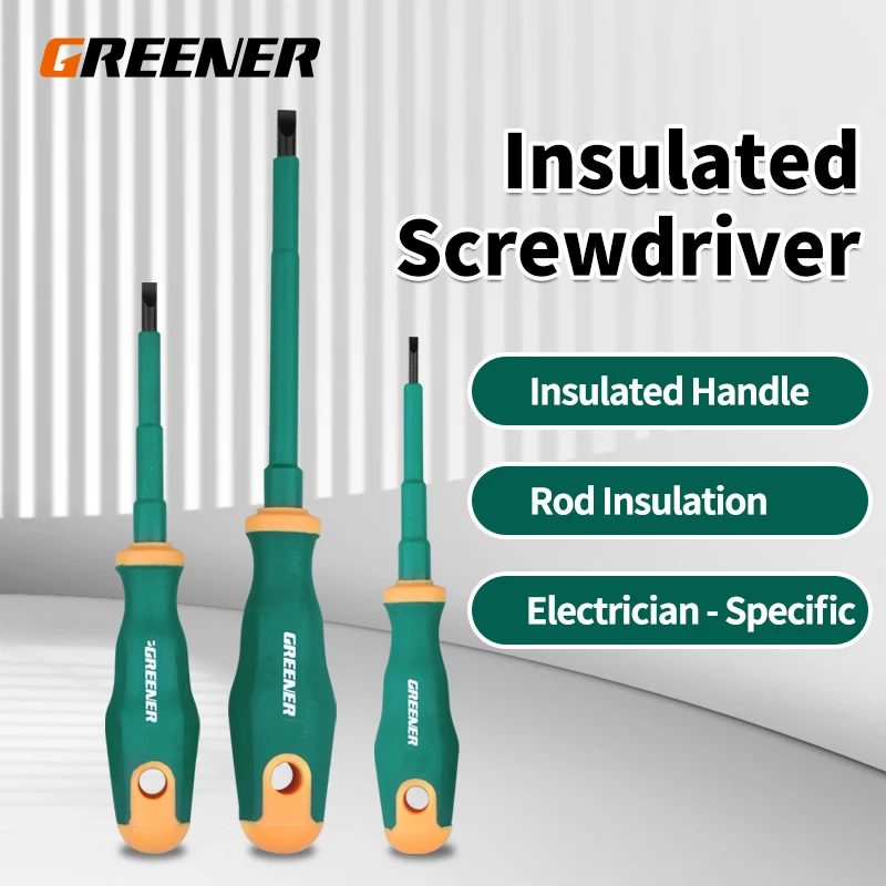 GREENERY Insulated Electrician Screwdriver Slotted Phillips Magnetic Flat Cross Durable Professional Electrical Tools for Repair