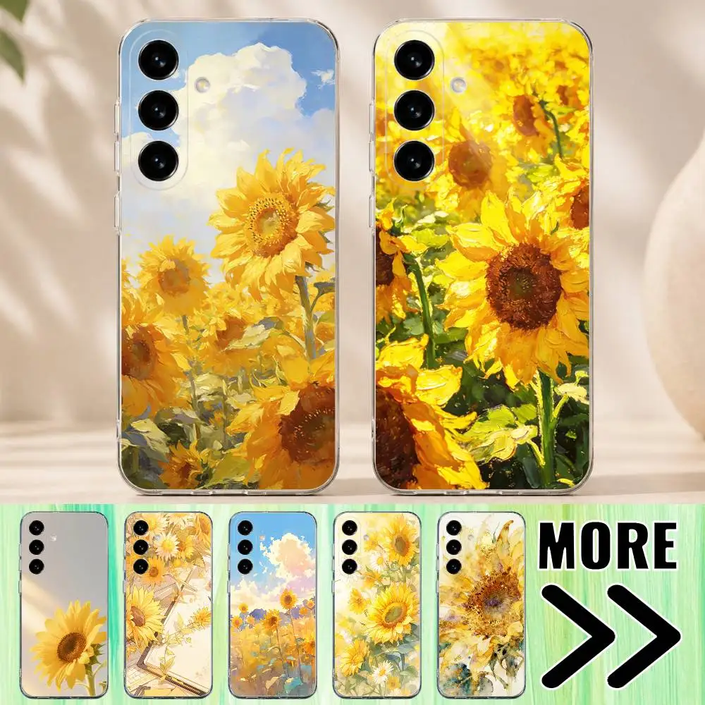 

Sunflower Flower Oil Painting Phone Case for Samsung Galaxy A12 13 A20 21 22 A30 31 32 A51 52 A71 72 Transparent Cover