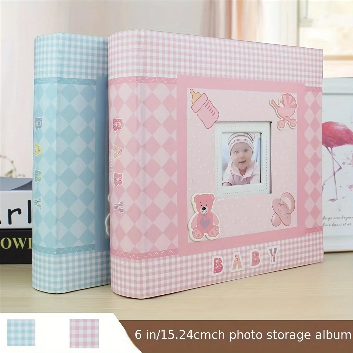 Photo Album with Writing Space  4x6 Photos Hold 200 , Family Baby Kids Cute Photo Album with Writing Space
