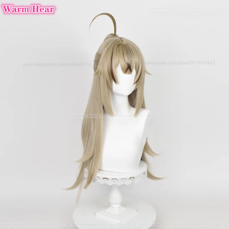 Novo! Peruca longa Anime Cosplay com boné, Peruca sintética resistente ao calor, Peruca tingida de linho marrom para mulheres, 75cm