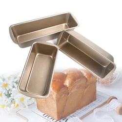 3 Sizes Golden Bakeware Loaf Pan Carbon Steel Brownie Cake Mold Non Stick Rectangle Baking Mold Bread Toast Boxes Pastry Tools