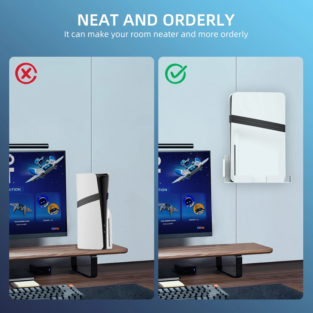 Wall Mount Host Universal Wall Bracket Space Saver Stand Holder Hanging Wall Holder for PS5 Pro/PS5 Slim/PS5 Console