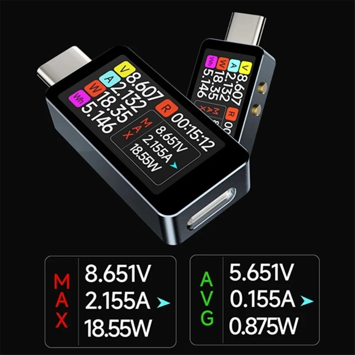

A08R Новый портативный USB-тестер типа C с напряжением в реальном времени и считыванием тока для анализа выступлений на батарейках