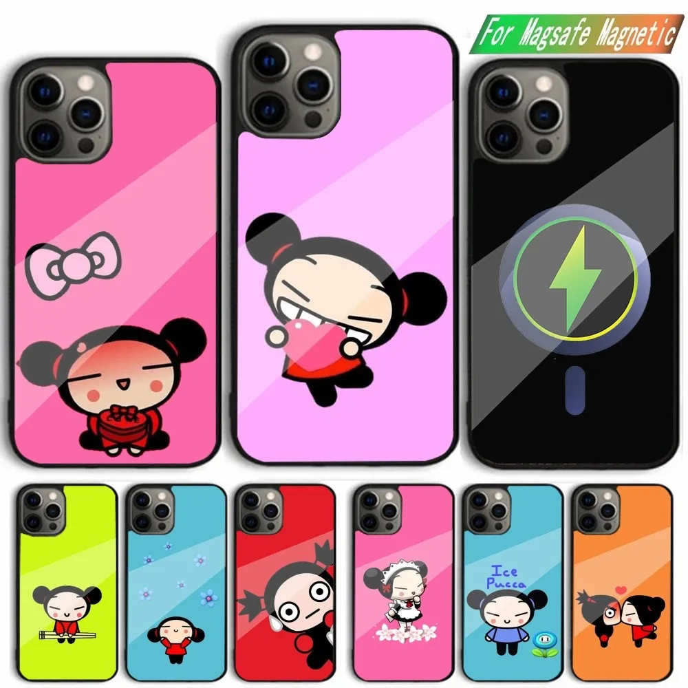 Cute Cartoon P-Pucca Garu Phone Case For iPhone 15,14,13,12,11,Plus,Pro,Max Mini Magsafe Magnetic Wireless Charging