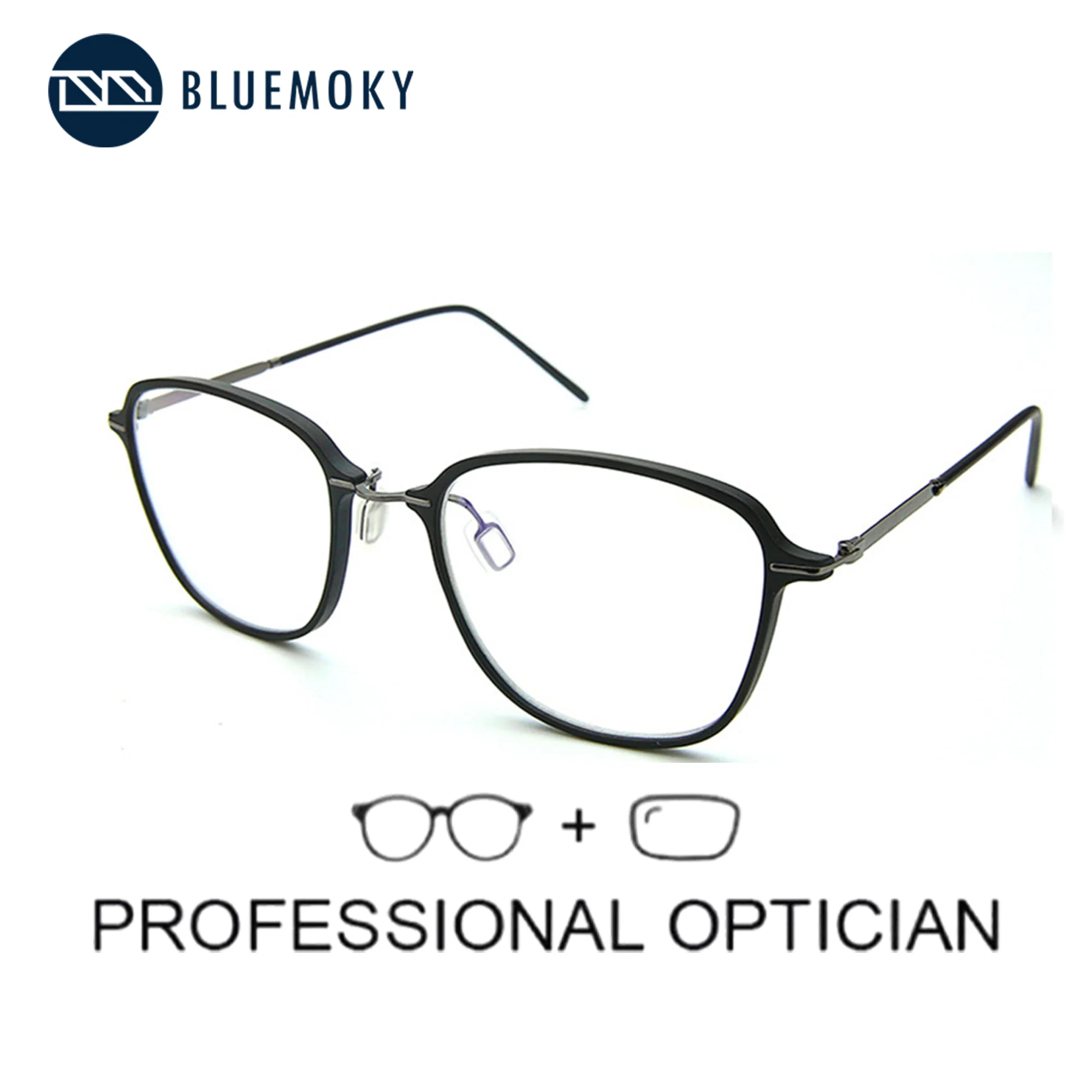 BLUEMOKY Progressive Prescription Glasses Square Plastic Frame For Myopia Hyperopia Correction