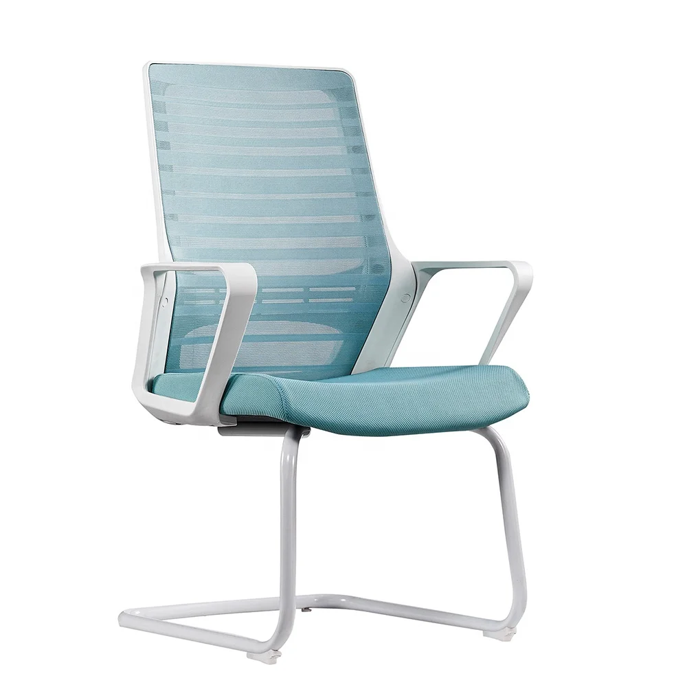 Basic Chair Bow Shaped Base Guest Office Chair for Meeting Without Wheels with Elbow Rest