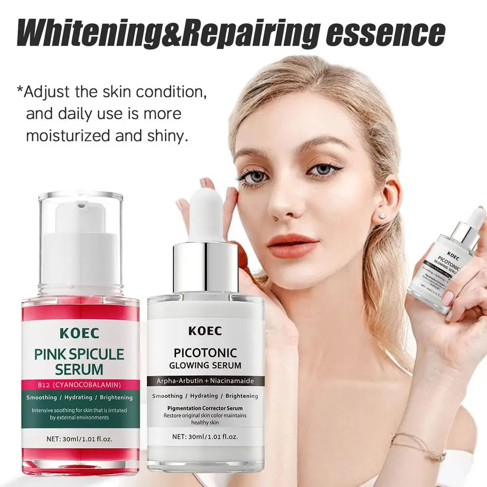 Sérum Facial Rosa com Vitamina B12 Líquido para Microagulhamento, Tratamento para Poros Dilatados, Renovação da Pele, Refinamento da Textura e Minimização de Poros
