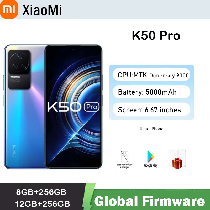 Xiaomi Redmi K50 Pro 5G smartphone Global firmware MTK Dimensity 9000 2K OLED 108MP OIS Camera used phone