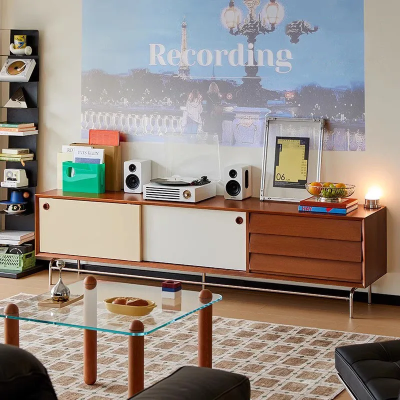 

Скандинавский шкаф для телевизора из цельного дерева, бытовой многофункциональный шкафчик из нержавеющей стали для гостиной