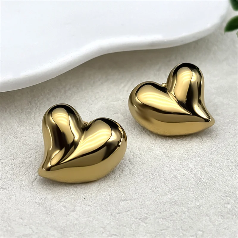 Pendientes de grano Irregular con forma de amor para mujeres y niñas, aretes de acero inoxidable de Color dorado/plateado, joyería de regalo para boda y vacaciones