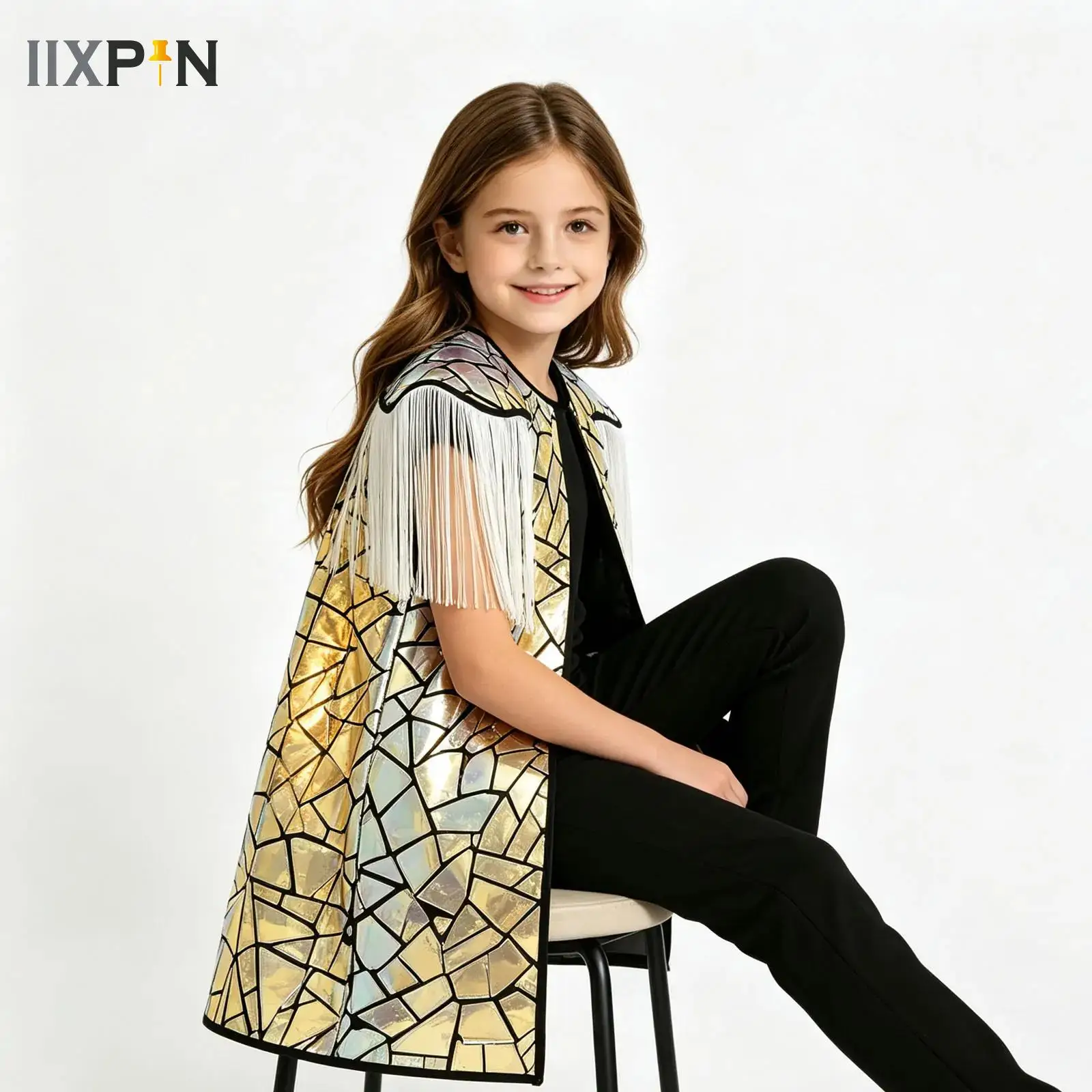 Jazz Dance Girl Costume Children Hip-hop Jacket Coat Catwalk Performance Clothing Model Fashion Kids Birthday Party Sage Clothes