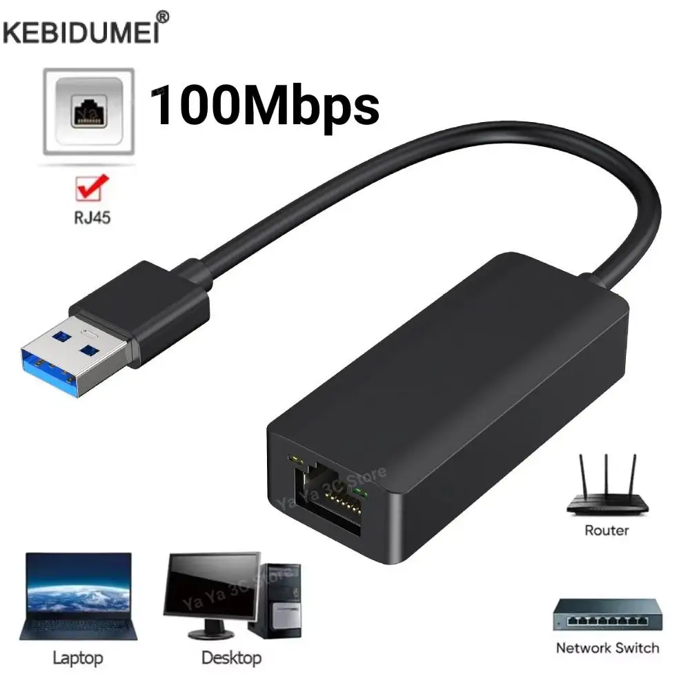 USB Type C Ethernet Adapter 10/100 Mbps USB Naar RJ45 Ethernet Lan Adapter Netwerkkaart voor MacBook PC Laptop Windows 7 8 10 11